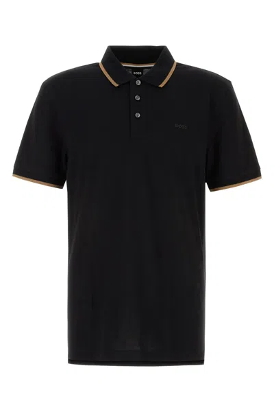 Hugo Boss Contrast Trim Parlay Polo Shirt In Black