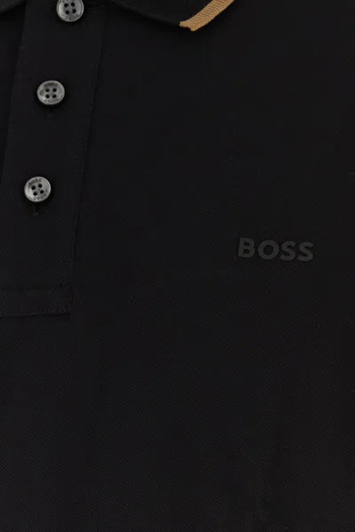 Hugo Boss Contrast Trim Parlay Polo Shirt In Black