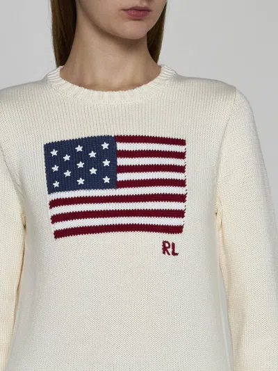Ralph Lauren Flag Cotton Sweater In Neutral