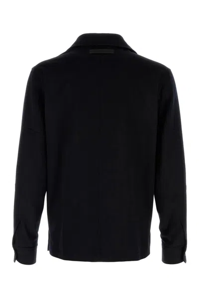Zegna Pure Cashmere Overshirt In Blue