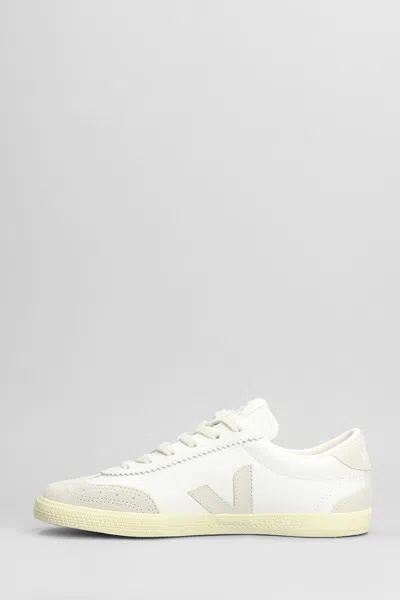 Veja Volley Panelled Grained Leather Sneakers In White