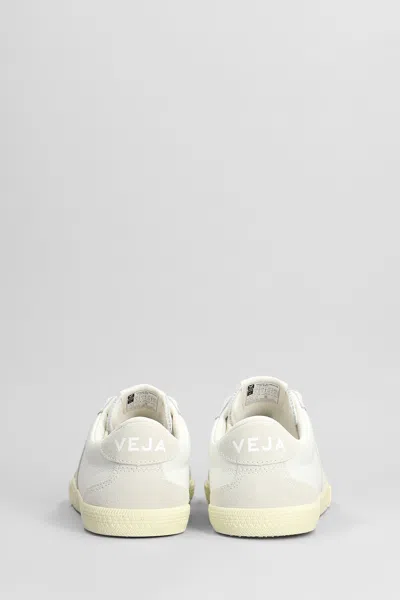 Veja Volley Panelled Grained Leather Sneakers In White