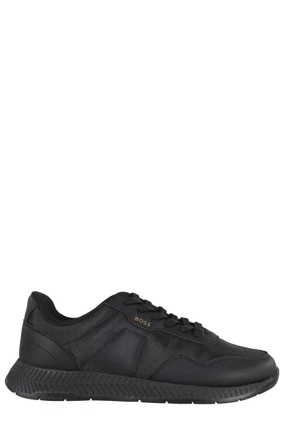 Hugo Boss Mixed-material Trainers With Mesh And Leather
