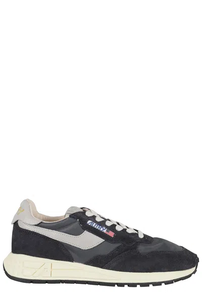 Autry Reelwind Low Suede And Shell Sneakers In Black
