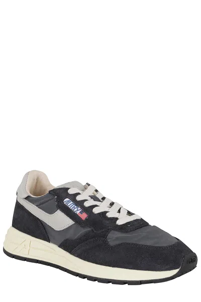 Autry Reelwind Low Suede And Shell Sneakers In Black