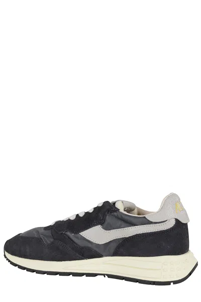 Autry Reelwind Low Suede And Shell Sneakers In Black
