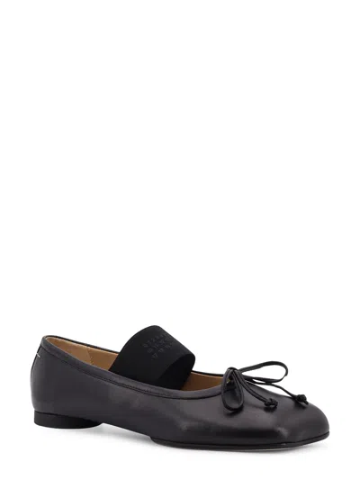 Mm6 Maison Margiela Black Leather Anatomic Numeric Ballerinas By Mm6 In Black