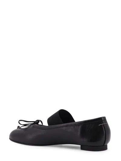 Mm6 Maison Margiela Black Leather Anatomic Numeric Ballerinas By Mm6 In Black