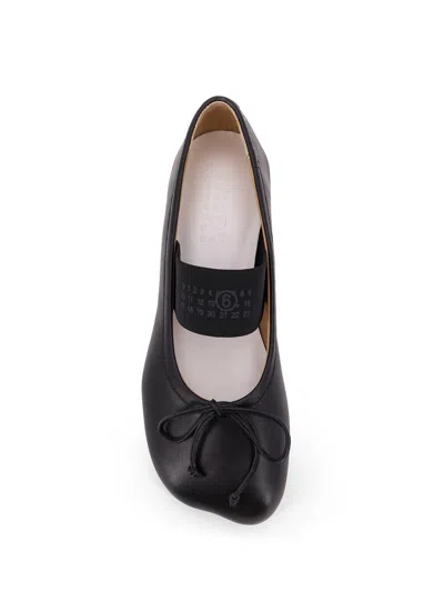 Mm6 Maison Margiela Black Leather Anatomic Numeric Ballerinas By Mm6 In Black
