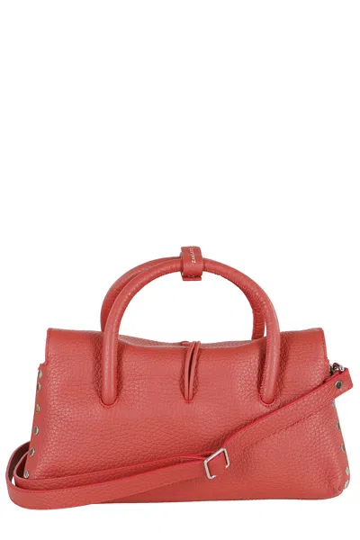 Zanellato Small Leather Handbag With Detachable Strap In Orange