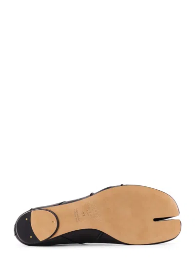 Maison Margiela Black Leather Tabi Ballerinas With Signature Detailing In Black