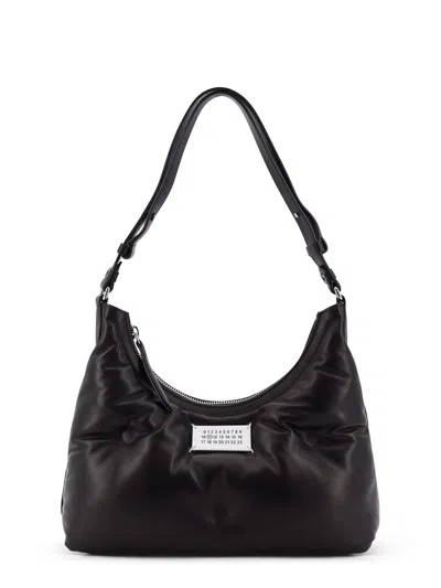 Maison Margiela Black Nappa Leather Small Glam Slam Hobo Shoulder Bag In Black