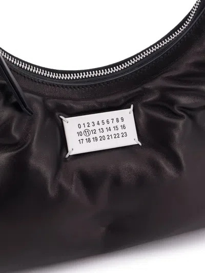 Maison Margiela Black Nappa Leather Small Glam Slam Hobo Shoulder Bag In Black
