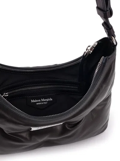 Maison Margiela Black Nappa Leather Small Glam Slam Hobo Shoulder Bag In Black