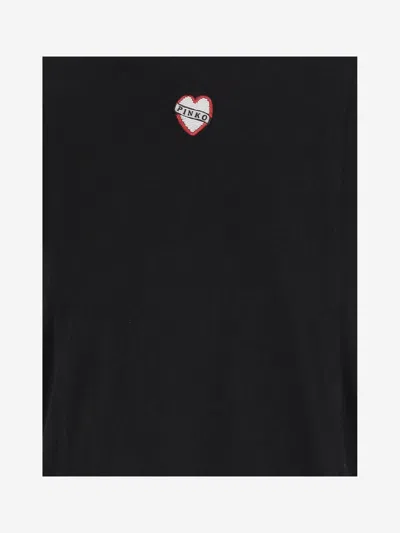 Pinko Cotton T-shirt With Logo In Black