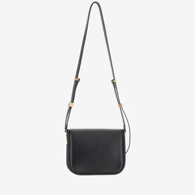 Pinko Love Box Black Crossbody Bag With Love Birds Plaque On The Front In Leather Woman In Black
