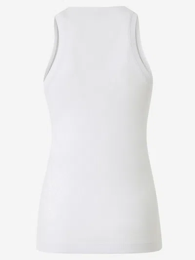 Pinko Ribbed Camisole Top With Logo In White