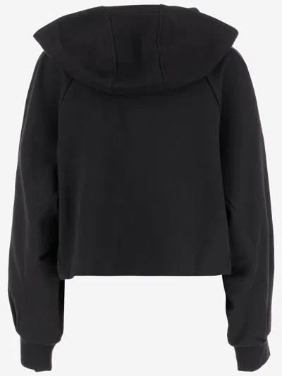 Pinko Cotton Cropped Sweatshirt With Logo In Black