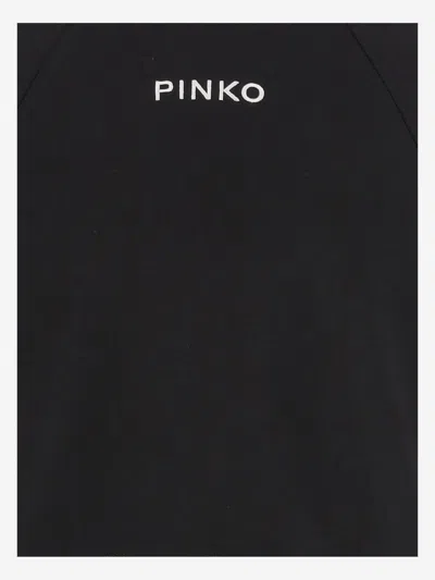 Pinko Cotton Cropped Sweatshirt With Logo In Black