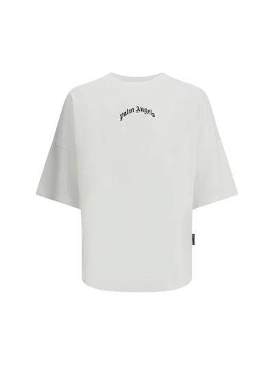 Palm Angels Relaxed-fit White T-shirt With Logo Print In Multi