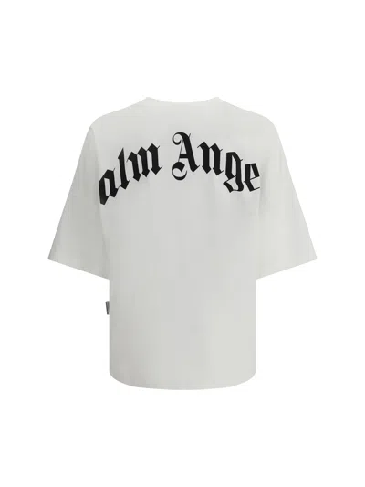 Palm Angels Relaxed-fit White T-shirt With Logo Print In Multi