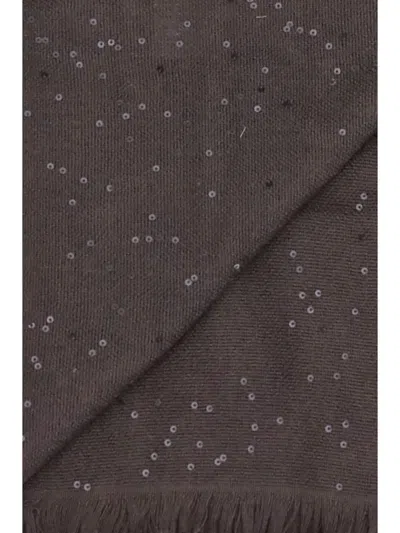 Brunello Cucinelli Sequins Scarf In Black