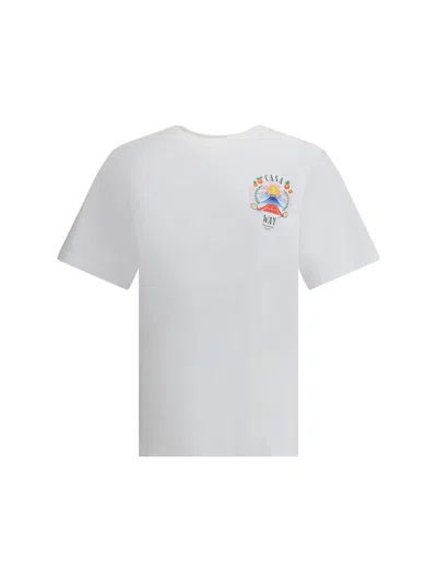 Casablanca T-shirt Girocollo Con Logo Sul Fronte In Cotone Bianca Uomo In Yellow