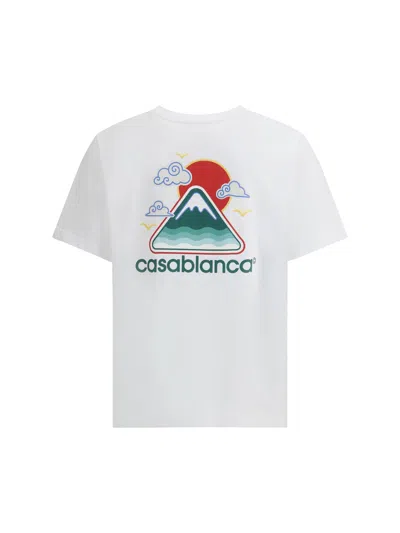 Casablanca White T-shirt With Crewneck And Logo On The Front And Maxi Logo On The Back In Cotton Man In White