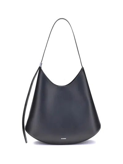 Jil Sander Crescent-shaped Shoulder Bag With Adjustable Strap In Black