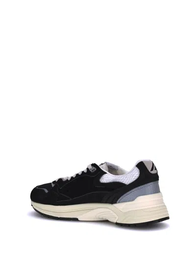 Autry Black Suede And Mesh Sneakers With Cream Cushioned Sole In Black