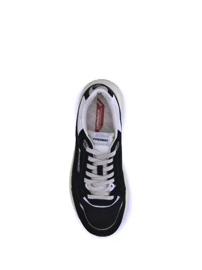 Autry Black Suede And Mesh Sneakers With Cream Cushioned Sole In Black