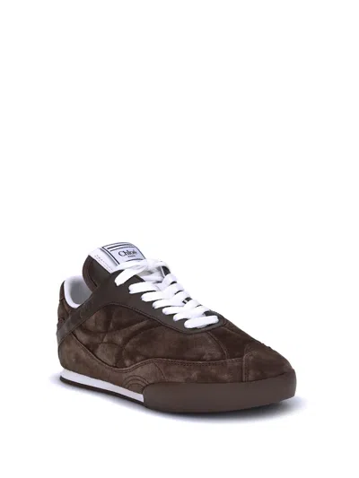 Chloé Kick Leather-trimmed Quilted Suede Sneakers In Brown