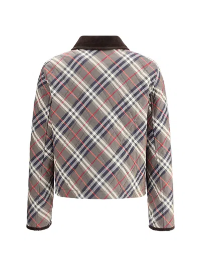 Burberry Cropped Check Quilted Cotton Jacket In Multi
