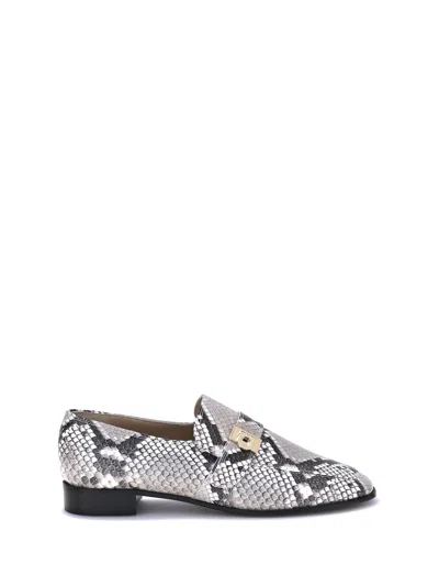 Ferragamo Python Print Leather Loafers In Animal Print
