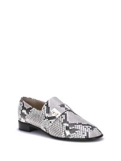 Ferragamo Python Print Leather Loafers In Animal Print