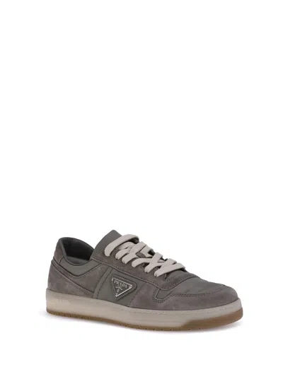 Prada Sneakers Downtown In Re-nylon And Gray Suede Men In Gray