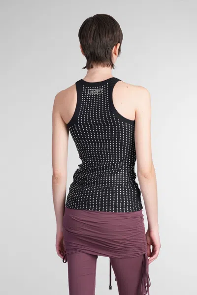 Attico Black Hotfix Crystal Tank Top In Black