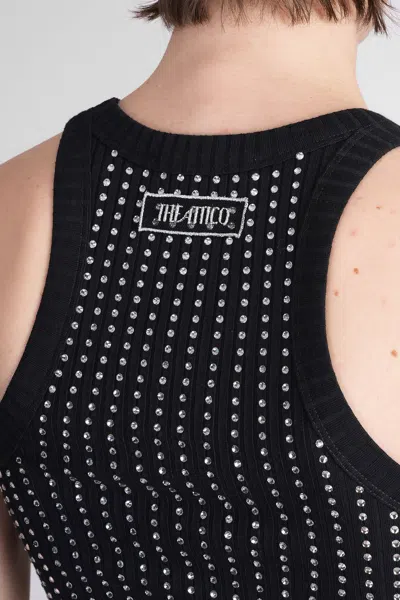 Attico Black Hotfix Crystal Tank Top In Black