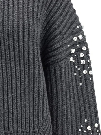 Pinko Crystal-embellished Ribbed Cardigan