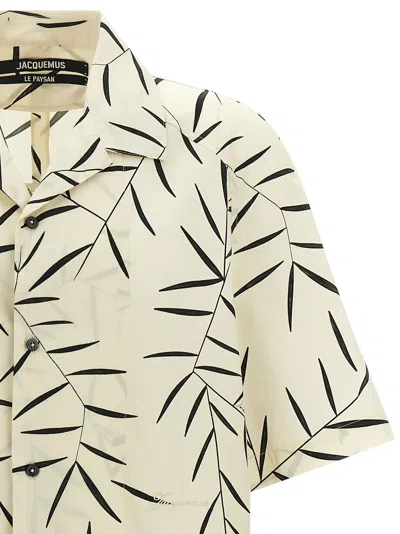 Jacquemus Cotton Poplin Shirt With Foliage Print And Embroidered Logo