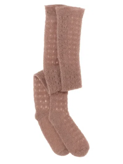 Fabiana Filippi Knee-high Socks With Soft Textured Knit In Brown