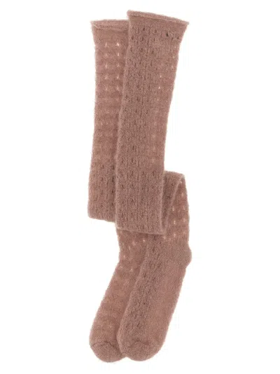 Fabiana Filippi Knee-high Socks With Soft Textured Knit In Brown