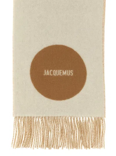 Jacquemus Square Fringed Rectangle Scarf In Neutral