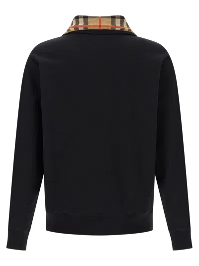 Burberry Mens Logo-embroidered Funnel-neck Cotton Sweatshirt Black Xl In Black