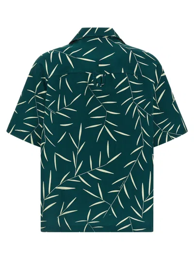 Jacquemus Leaf Print Short Sleeve Shirt With Pocket In Green