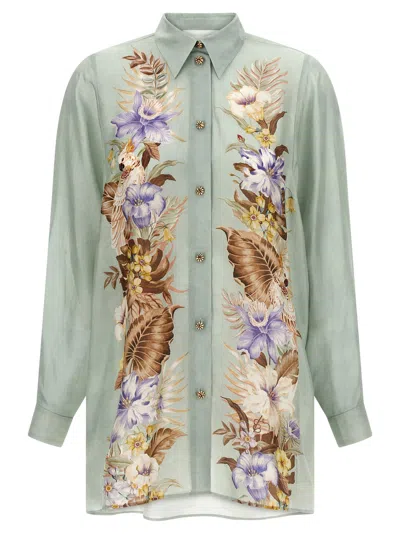 Zimmermann Womens Sage Multi Floral Coco Floral Silk Shirt Xs In Green