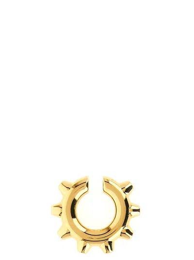 Jil Sander Earrings Open Hoop Studded Detailing Polished Finish In Gold