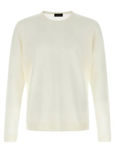 Roberto Collina Wool Crew Neck Sweater In White