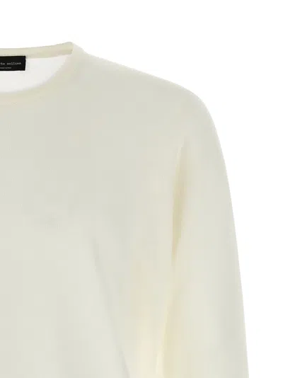 Roberto Collina Wool Crew Neck Sweater In White