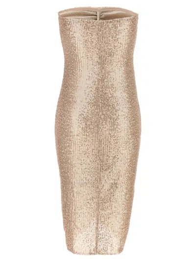 Norma Kamali Strapless Shirred Front Dress In Gold